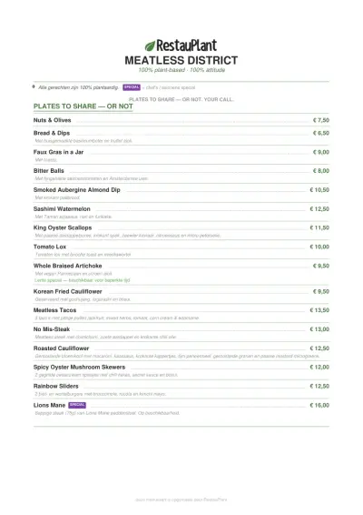 View menu Meatless District