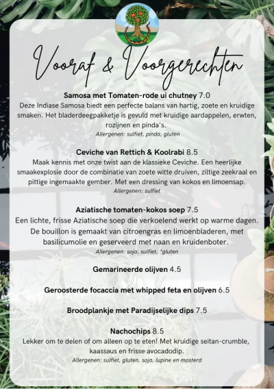View menu Het Paradijs