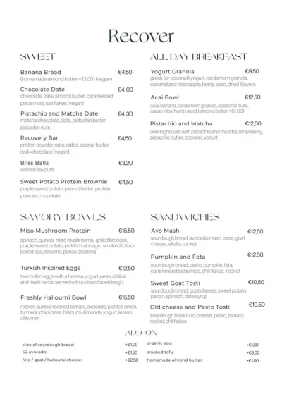 Bekijk menu Recover