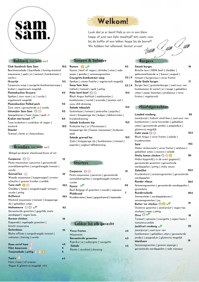 Bekijk menu Sam Sam