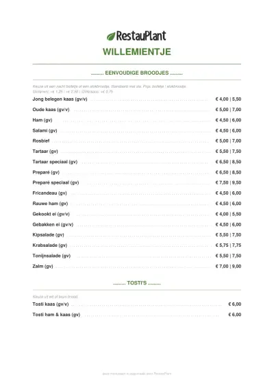 Bekijk menu Brasserie Willemientje