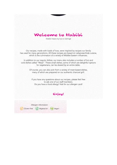 View menu Habibi - Enschede