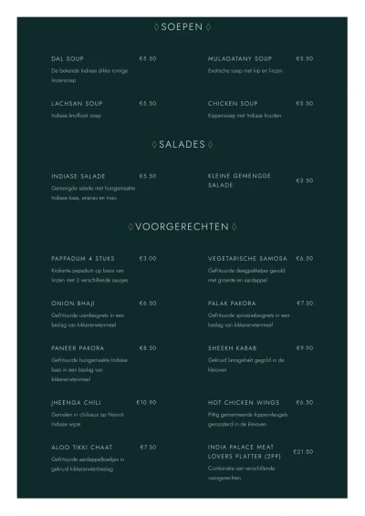Bekijk menu India Palace Apeldoorn