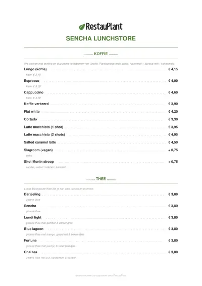 View menu Sencha Lunchstore