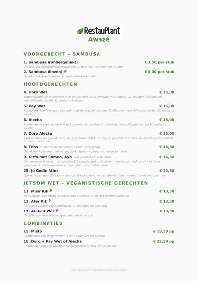 Bekijk menu Awazé
