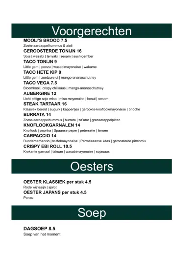 Bekijk menu Mooij Alkmaar