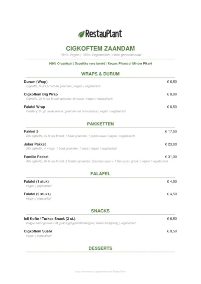 Bekijk menu Cigköftem - Zaandam