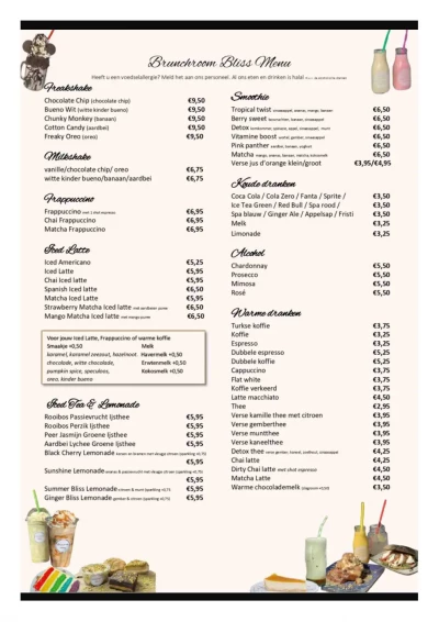 Bekijk menu Brunchroom Bliss
