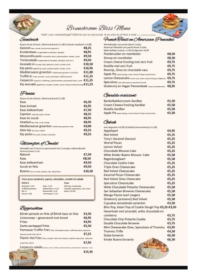 Bekijk menu Brunchroom Bliss