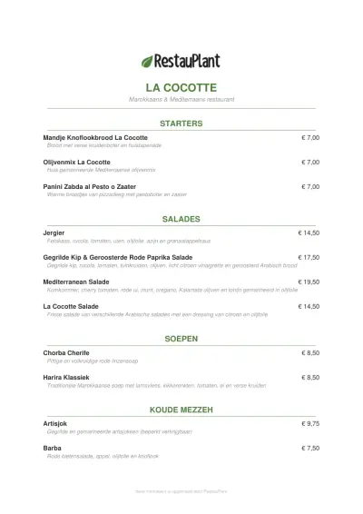 Bekijk menu La Cocotte
