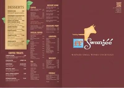 View menu Restaurant ff Swanjéé
