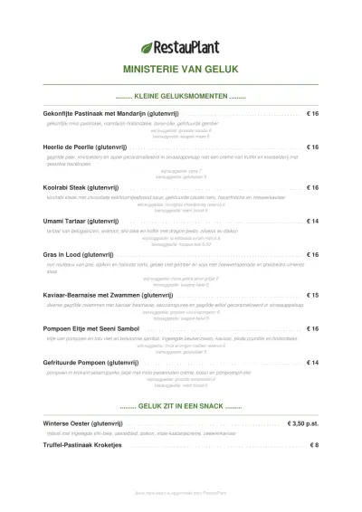 Bekijk menu Ministerie van Geluk