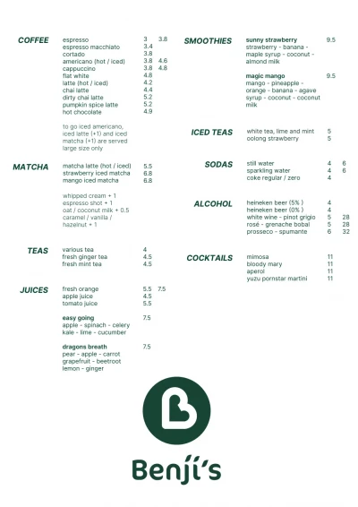 Bekijk menu Benji's - Oost