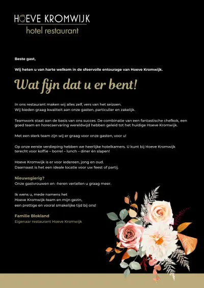 Bekijk menu Hoeve Kromwijk