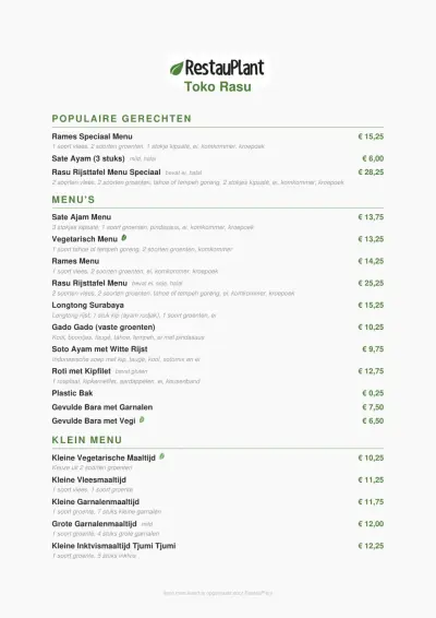 Bekijk menu Toko Rasu