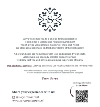 Bekijk menu Surya - Hilversum