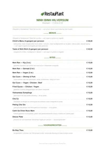 Bekijk menu Ninh Binh