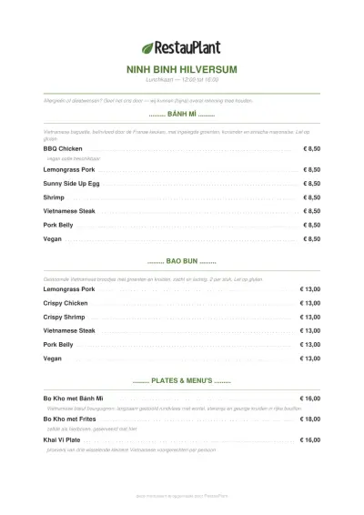 Bekijk menu Ninh Binh