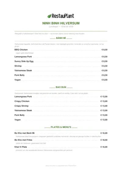 Bekijk menu Ninh Binh