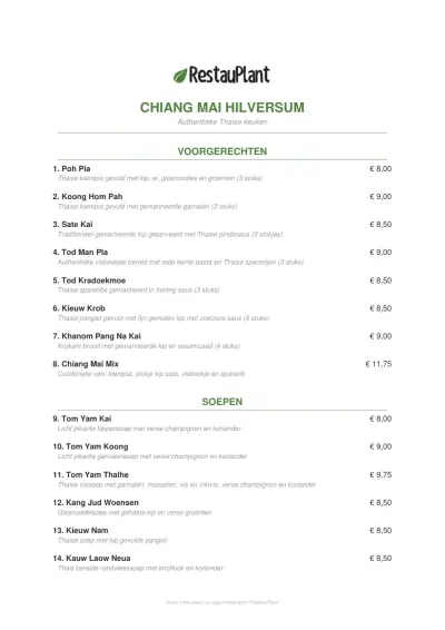 Bekijk menu Chiang Mai