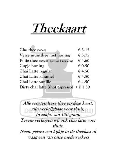 View menu Lunchroom De Koffiebranderij