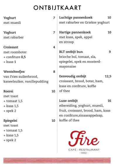 Bekijk menu Fire Cafe