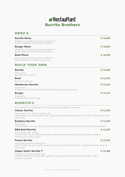 Bekijk menu Burrito Brothers