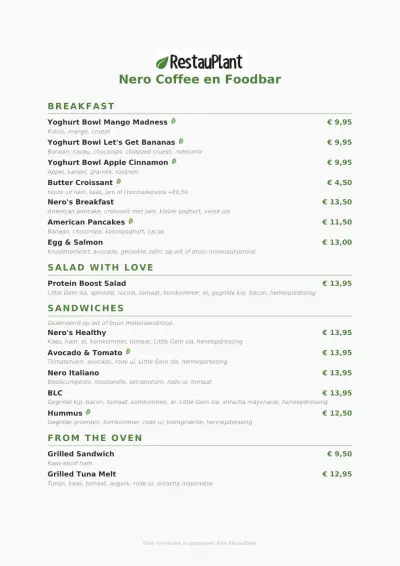 Bekijk menu Nero coffee & foodbar