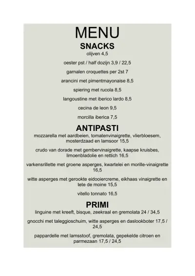 View menu Fa. Pekelhaaring