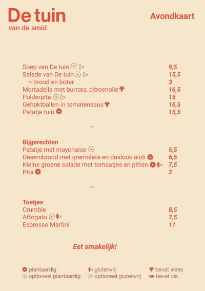 View menu De tuin van de smid