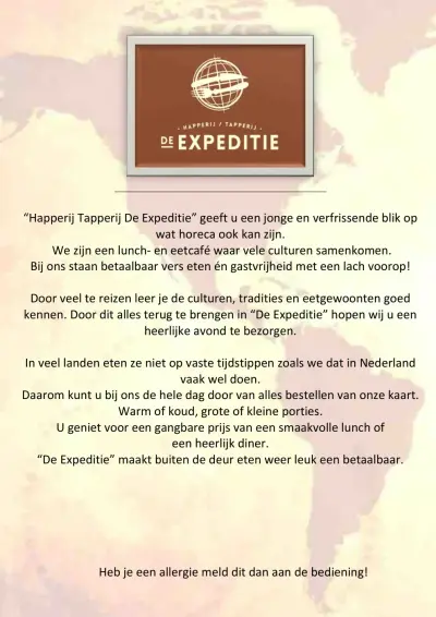 View menu Happerij Tapperij de Expeditie