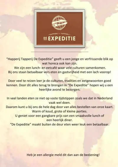 View menu Happerij Tapperij de Expeditie