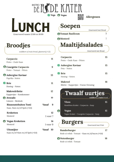 View menu Bistro De Rode Kater