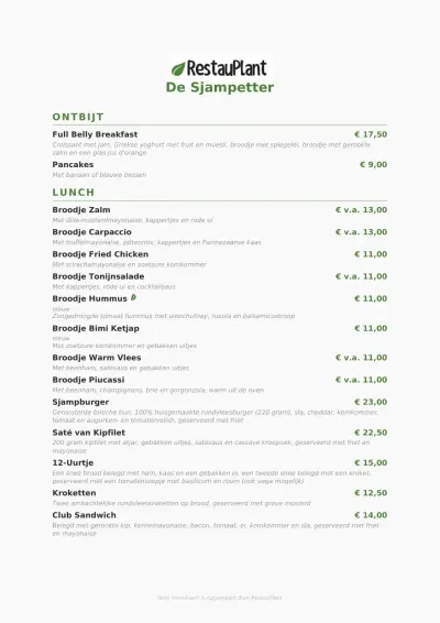 Bekijk menu Eetcafé de Sjampetter