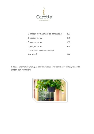 Bekijk menu Restaurant Carotte