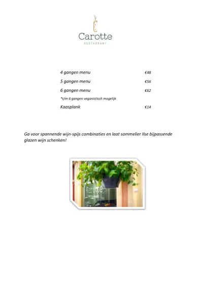 Bekijk menu Restaurant Carotte