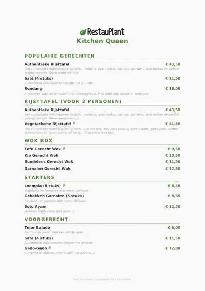 Bekijk menu Kitchen Queen