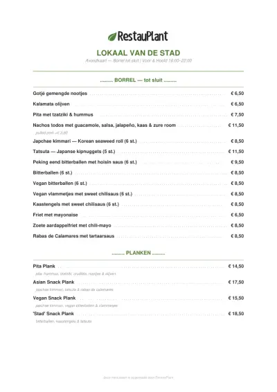 Bekijk menu Lokaal van de Stad