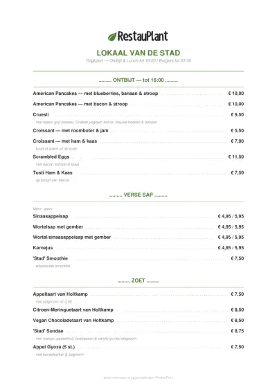 Bekijk menu Lokaal van de Stad