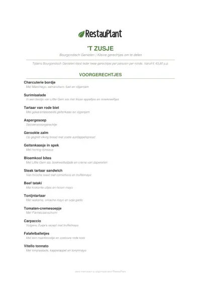 Bekijk menu 't Zusje - Ede