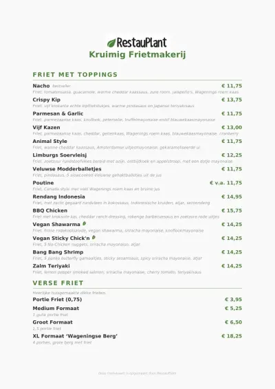 View menu Kruimig frietmakerij