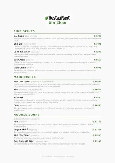 Bekijk menu Xin Chao