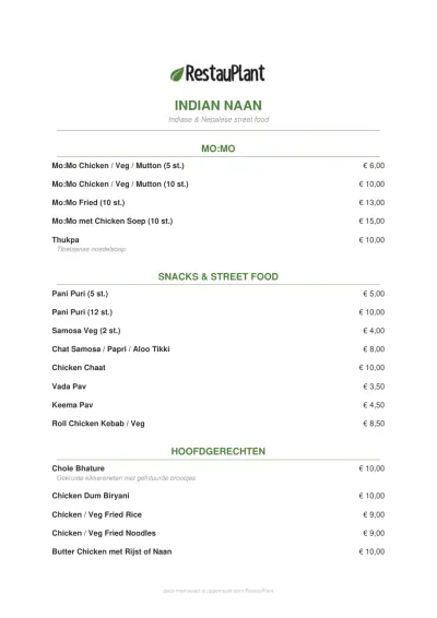 Bekijk menu Indian Naan - Amsterdam Zuidas