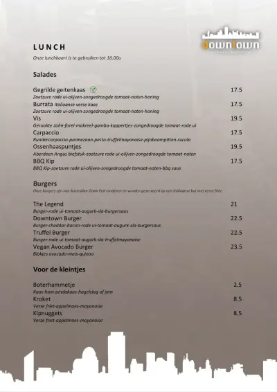 View menu Restaurant Down Town