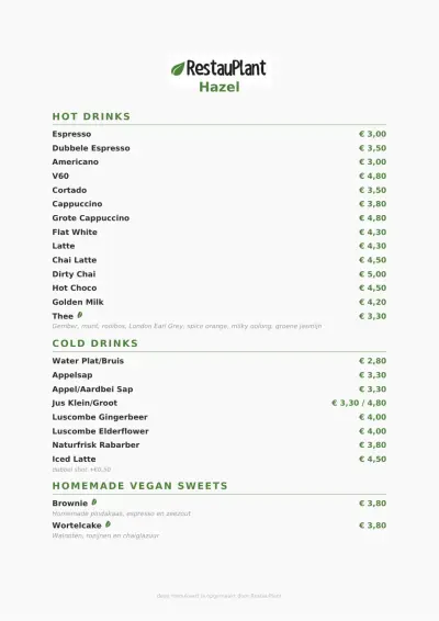 Bekijk menu HAZEL