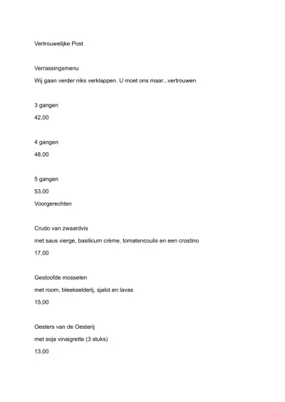 Bekijk menu Post