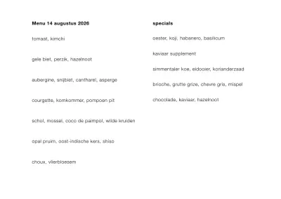 Bekijk menu BAK