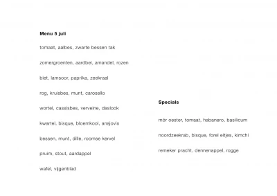 Bekijk menu BAK
