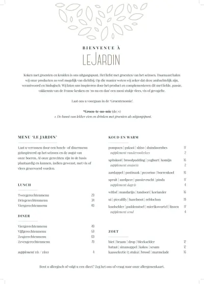 Bekijk menu Jardin