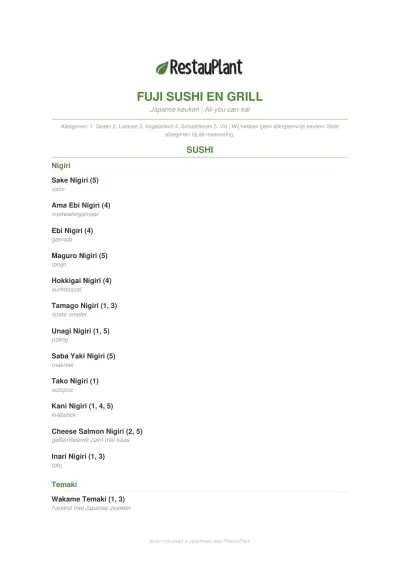 Bekijk menu Fuji Sushi & Grill